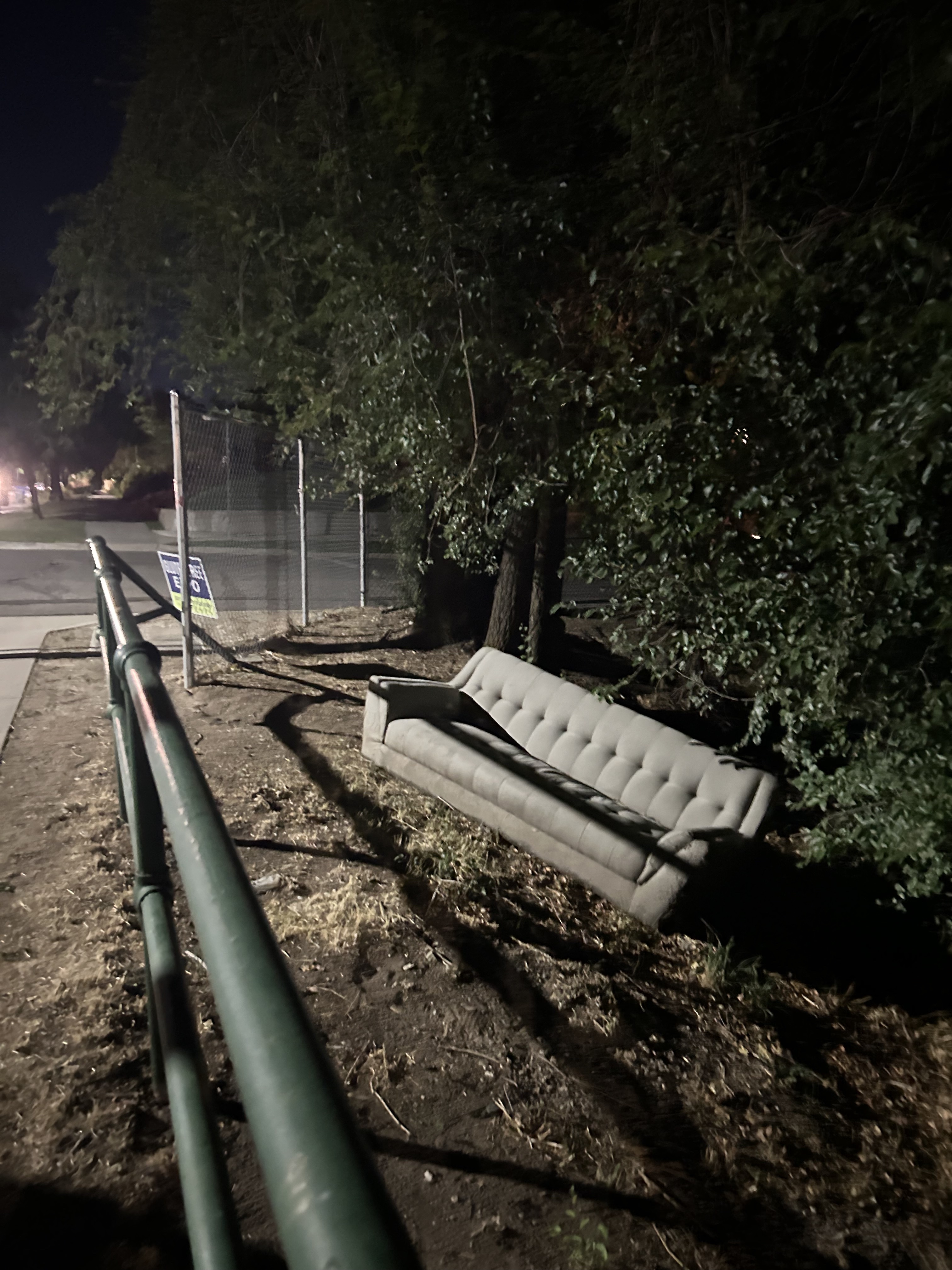 a couch on a ditch