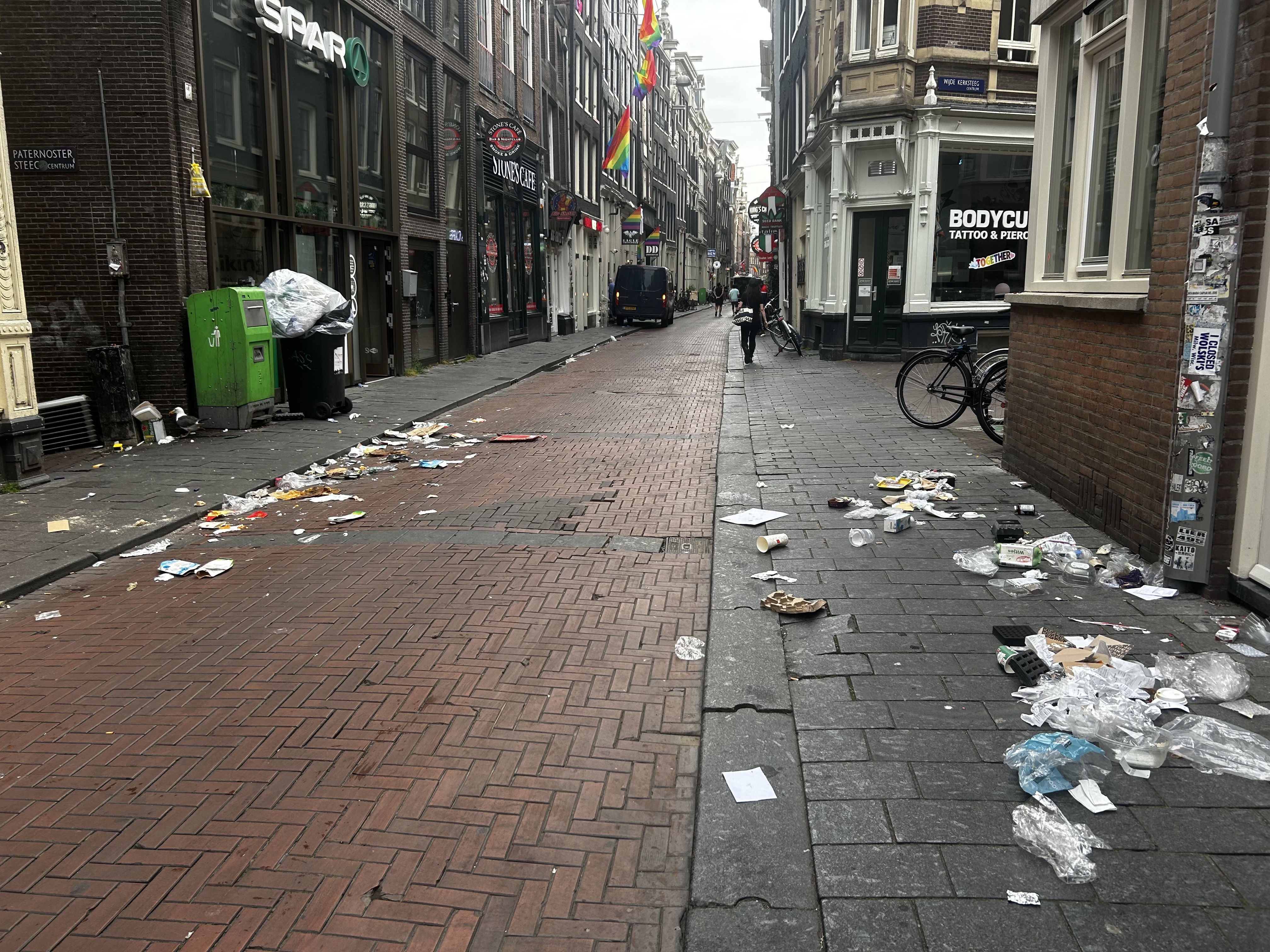 a street with trash